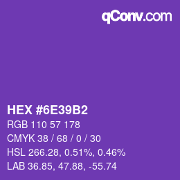 颜色代码: HEX #6E39B2 | qconv.com