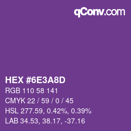 颜色代码: HEX #6E3A8D | qconv.com