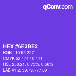 颜色代码: HEX #6E3BE3 | qconv.com