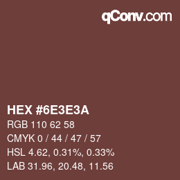 Color code: HEX #6E3E3A | qconv.com