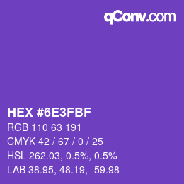 カラーコード: HEX #6E3FBF | qconv.com