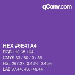 颜色代码: HEX #6E41A4 | qconv.com