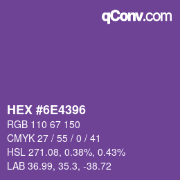 Color code: HEX #6E4396 | qconv.com