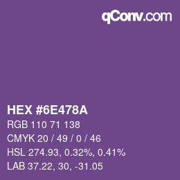 Color code: HEX #6E478A | qconv.com