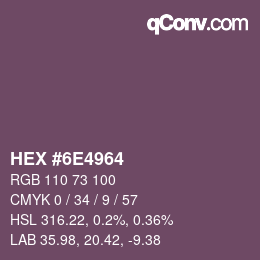 颜色代码: HEX #6E4964 | qconv.com