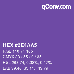 Color code: HEX #6E4AA5 | qconv.com