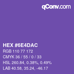 Color code: HEX #6E4DAC | qconv.com