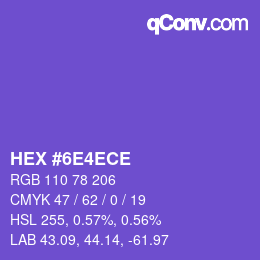カラーコード: HEX #6E4ECE | qconv.com