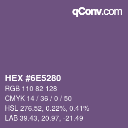 颜色代码: HEX #6E5280 | qconv.com