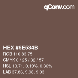 Código de color: HEX #6E534B | qconv.com