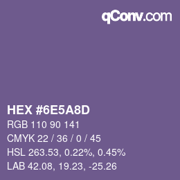 Color code: HEX #6E5A8D | qconv.com