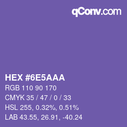 カラーコード: HEX #6E5AAA | qconv.com
