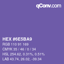 颜色代码: HEX #6E5BA9 | qconv.com
