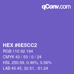 颜色代码: HEX #6E5CC2 | qconv.com