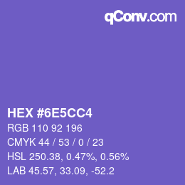 カラーコード: HEX #6E5CC4 | qconv.com