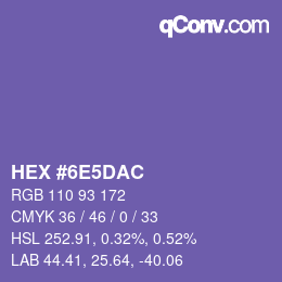 颜色代码: HEX #6E5DAC | qconv.com