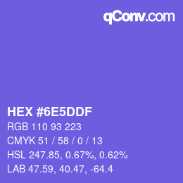Color code: HEX #6E5DDF | qconv.com