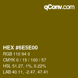 颜色代码: HEX #6E5E00 | qconv.com