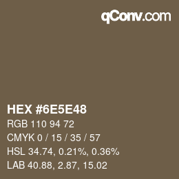 Color code: HEX #6E5E48 | qconv.com