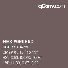 Color code: HEX #6E5E5D | qconv.com