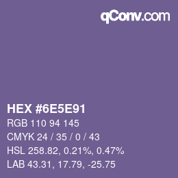 カラーコード: HEX #6E5E91 | qconv.com