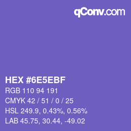 Farbcode: HEX #6E5EBF | qconv.com