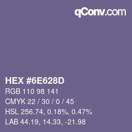 颜色代码: HEX #6E628D | qconv.com