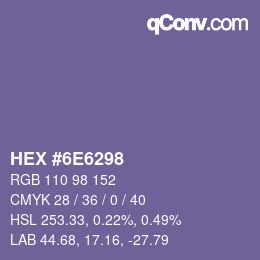 颜色代码: HEX #6E6298 | qconv.com