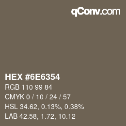 颜色代码: HEX #6E6354 | qconv.com