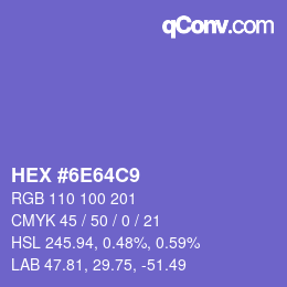 カラーコード: HEX #6E64C9 | qconv.com