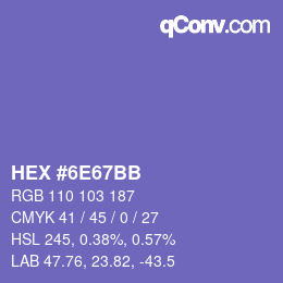 Color code: HEX #6E67BB | qconv.com