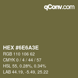 Color code: HEX #6E6A3E | qconv.com