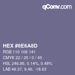 Color code: HEX #6E6A8D | qconv.com