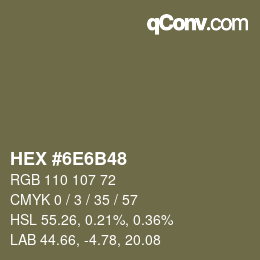 Color code: HEX #6E6B48 | qconv.com