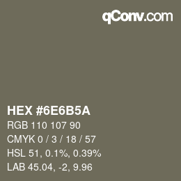 颜色代码: HEX #6E6B5A | qconv.com