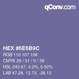 カラーコード: HEX #6E6B9C | qconv.com
