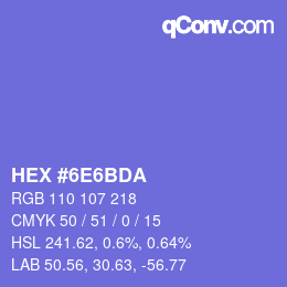 颜色代码: HEX #6E6BDA | qconv.com
