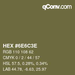 Color code: HEX #6E6C3E | qconv.com