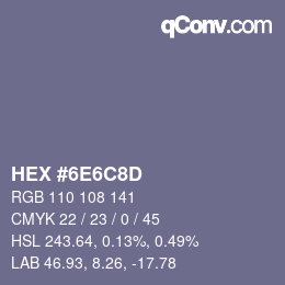 Color code: HEX #6E6C8D | qconv.com