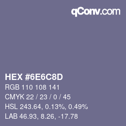 Color code: HEX #6E6C8D | qconv.com