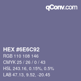 Color code: HEX #6E6C92 | qconv.com