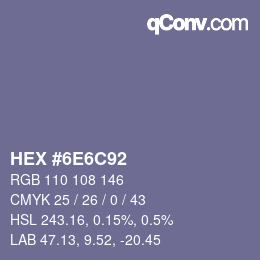 Color code: HEX #6E6C92 | qconv.com