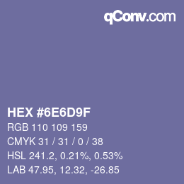 Color code: HEX #6E6D9F | qconv.com