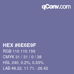 カラーコード: HEX #6E6E9F | qconv.com