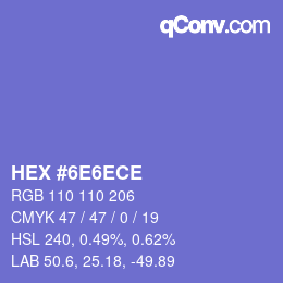 Color code: HEX #6E6ECE | qconv.com