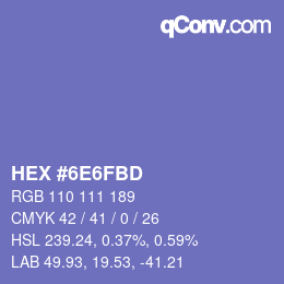 Color code: HEX #6E6FBD | qconv.com
