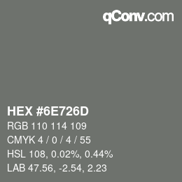 カラーコード: HEX #6E726D | qconv.com