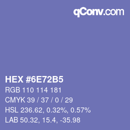 カラーコード: HEX #6E72B5 | qconv.com