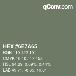 Código de color: HEX #6E7A65 | qconv.com