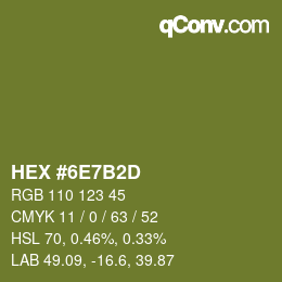 颜色代码: HEX #6E7B2D | qconv.com